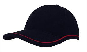 6 Panel BHC Cap with Piping On Crown-Peak - Custom Embroidered - HP_4047 - Black with Red