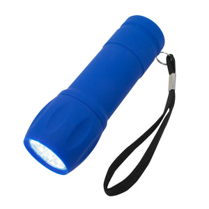 Rubberized Torch Light With Strap - Blue