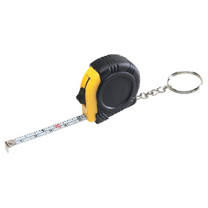 Rubber Tape Measure Key Tag With Laminated Label - Yellow With Black