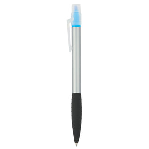 Neptune Pen With Highlighter - Silver With Blue