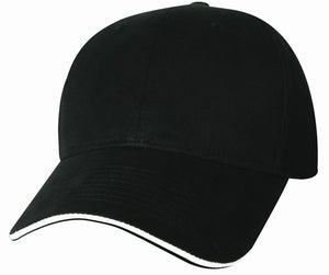 Mediumweight Sandwich Trim Cap - Custom Embroidered - Black With White