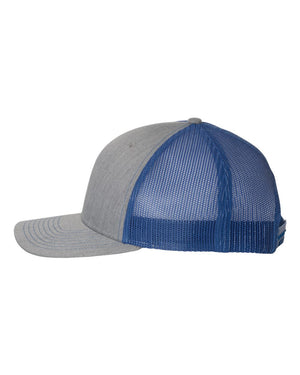 Richardson 112 Adjustable Snapback Trucker Cap - Heather Grey With Royal