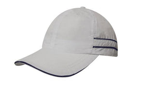 Microfibre Sports Cap Piping-Sand - Custom Embroidered - HP_4077 - White with Navy