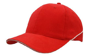 6 Panel BHC Cap Sandwich & Crown Piping - Custom Embroidered - HP_4103 - Red with White