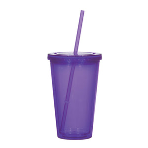 16 Oz. Newport Acrylic Tumbler With Straw - Translucent Purple