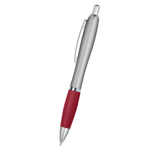 Satin Pen - Silver With Red