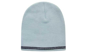 Skull Acrylic Beanie with - Stripes - Custom Embroidered - HP_4259 - Powder Blue with Navy