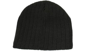 Acrylic Cable Knit Beanie - Custom Embroidered - HP_4189 - Black