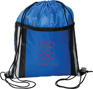 Zippered Reflective Cinch Backpack - CM6494 - Royal