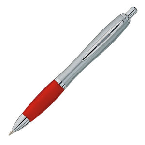 Valiant Plastic Plunger Action Pen - CM1042 - Silver with Red