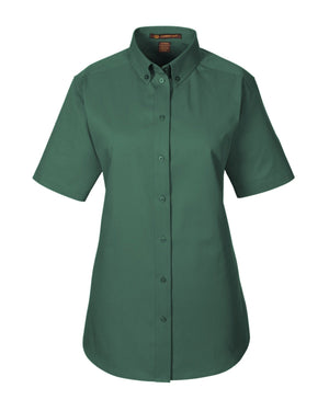 Harriton Ladies' Foundation Cotton Short-Sleeve Twill Shirt with Teflon™