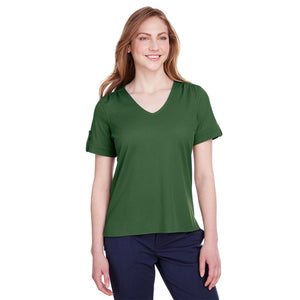 Ladies' CrownLux Performance™ Plaited Rolled-Sleeve Top - Forest