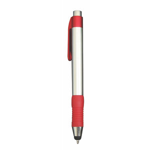 Satellite Plastic Plunger Action Pen with Soft Stylus - CM1128 - Red