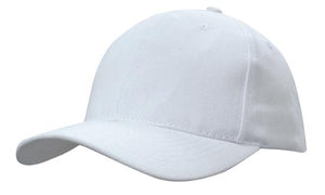 6 Panel Brushed Heavy Cotton Cap with Plastic Strap - Custom Embroidered - HP_4141 - White