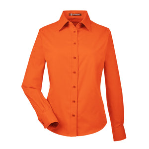 Ladies' Easy Blend™ Long-Sleeve Twill Shirt with Stain-Release - Team Orange