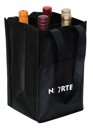 Black / Black 4 Bottle Non-Woven Wine Bag