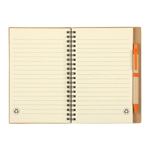 Eco-Inspired Spiral Notebook & Pen - Natural With Orange