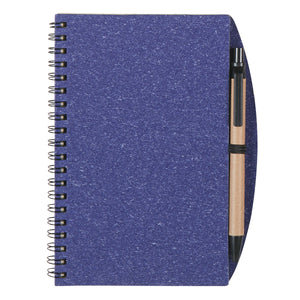 5" x 7" Eco-Inspired Spiral Notebook & Pen - Dark Blue