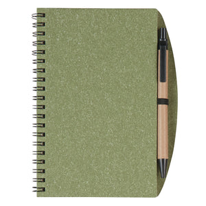 5" x 7" Eco-Inspired Spiral Notebook & Pen - Olive