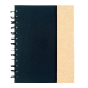 Spiral Notebook With Sticky Notes And Flags - Natural With Black