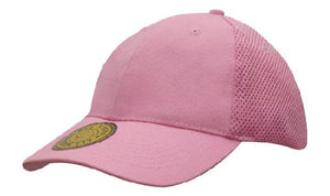 6 Panel Mesh with Sandwich Dream Fit Cap - Custom Embroidered - Pink