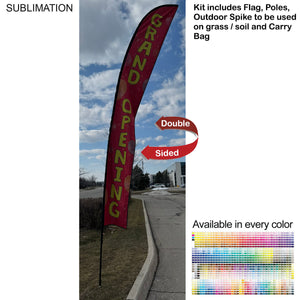 19' X-Large Feather Flag Kit, Full Color Graphics, Outdoor Spike base and Bag Included - White