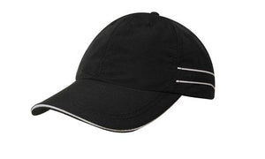 Microfibre Sports Cap Piping-Sand - Custom Embroidered - HP_4077 - Black with White