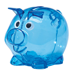 Mini Plastic Piggy Bank - Translucent Blue