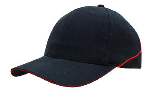 6 Panel BHC Cap Sandwich & Crown Piping - Custom Embroidered - HP_4103 - Navy with Red