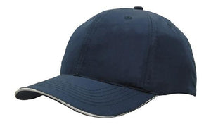 6 Panel Spring Woven Cap with Strap & Clip - Custom Embroidered - HP_3817 - Navy with White