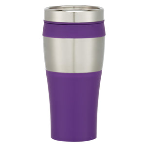 15 Oz. Stainless Steel Terra Tumbler - Silver With Purple