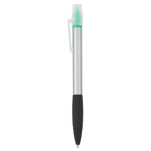 Neptune Pen With Highlighter - Silver With Green