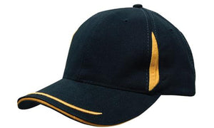 6 Panel BHC Cap Crown Insert & Sandwich - Custom Embroidered - HP_4098 - Black with Gold