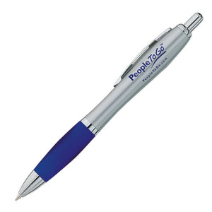 Valiant Plastic Plunger Action Pen - CM1042 - Silver with Blue