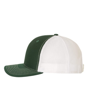 Richardson 112 Adjustable Snapback Trucker Cap - Dark Green With White