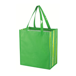 Shiny Laminated Non-Woven Tropic Shopper Tote Bag - Lime