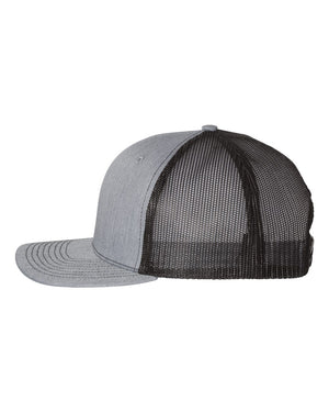 Richardson 112 Adjustable Snapback Trucker Cap - Heather Grey With Black