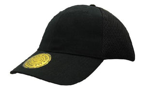 6 Panel Mesh with Sandwich Dream Fit Cap - Custom Embroidered - Black