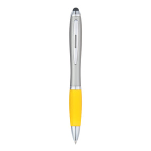 Satin Stylus Pen - Silver With Yellow