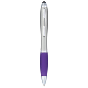 Satin Stylus Pen - Silver With Purple