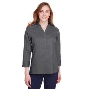 Ladies' Crown  Collection® Stretch Broadcloth 3/4 Sleeve Blouse - Front