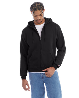 Adult Powerblend® Full-Zip Hooded Sweatshirt - Black