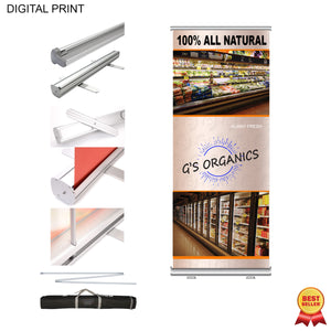 Premium Banner with Stand and Bag, 33.5x79 - White