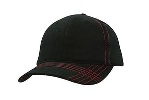 6 Onl BHC Cap with Contrast Stitching - Custom Embroidered - HP_4086 - Black with Red