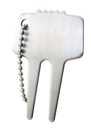 Brushed Stainless Steel Divot Tool with Chain - Silver