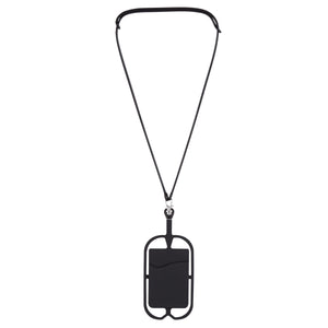 Silicone Lanyard With Phone Holder & Wallet - Black