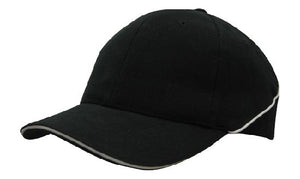 6 Panel BHC Cap Sandwich & Crown Piping - Custom Embroidered - HP_4103 - Black with White