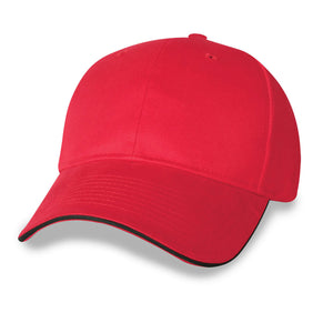 Constructed Mid Weight Brushed Cotton Twill Sandwich Cap - Red With Black