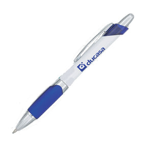 Blazer Plastic Click-Action Promotional Pen - CM1114 - White with Blue