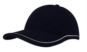 6 Panel BHC Cap with Piping On Crown-Peak - Custom Embroidered - HP_4047 - Black with White